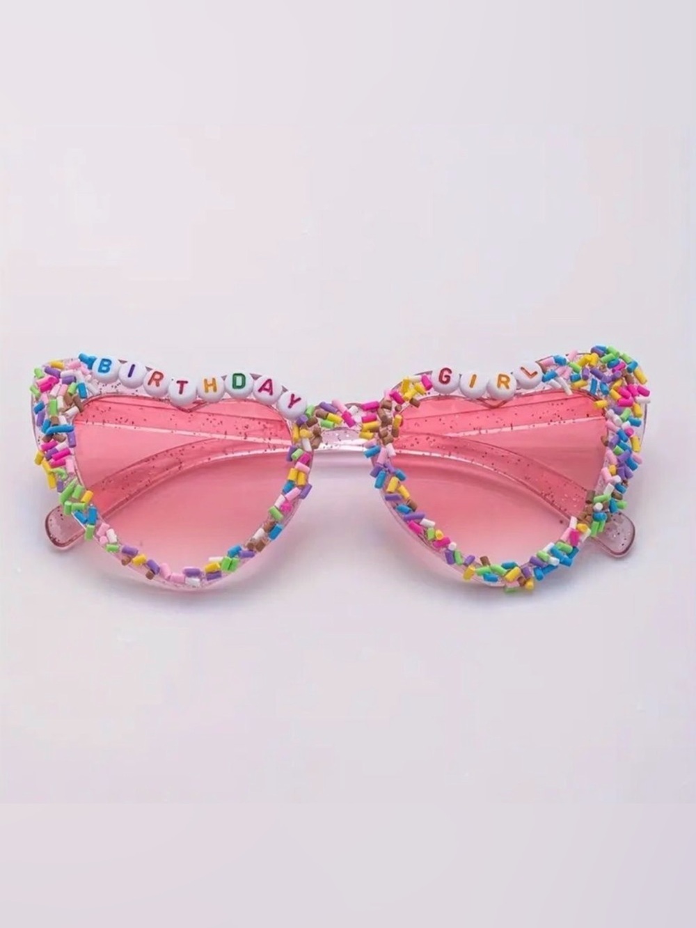 Birthday Girl Heart Shaped Pink Shaded Sunglasses